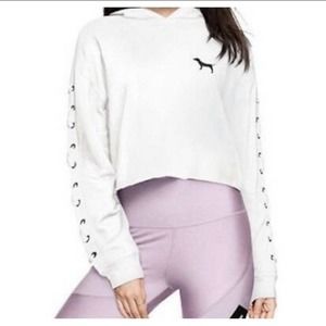 Victoria’s Secret Sweater Cropped Pullover Lace Up Hoodie Size XS